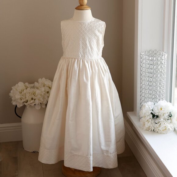 Strasburg Ivory Dupioni Silk Dress Flower Girl Special Occasion Recital Size 6 - Picture 1 of 9